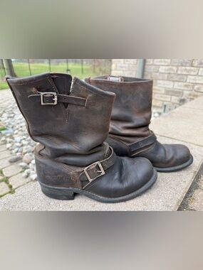 Frye Leather Engineer Boots, Size 8.5, Vintage